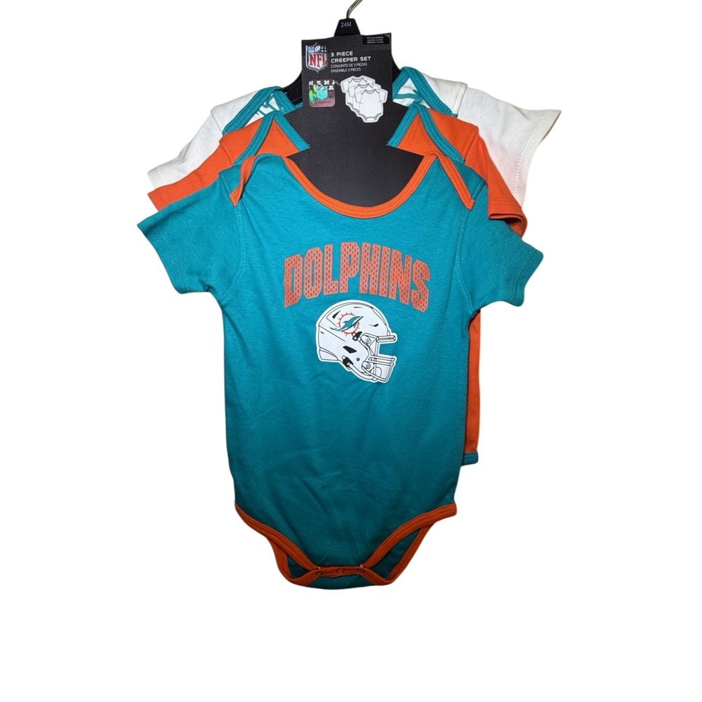 Miami Dolphins Baby‎ Bodysuit 3 Pk - NFL 18-24 Months